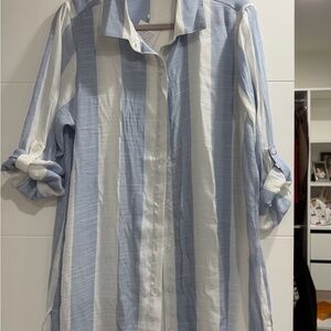 Blue and White Striped women